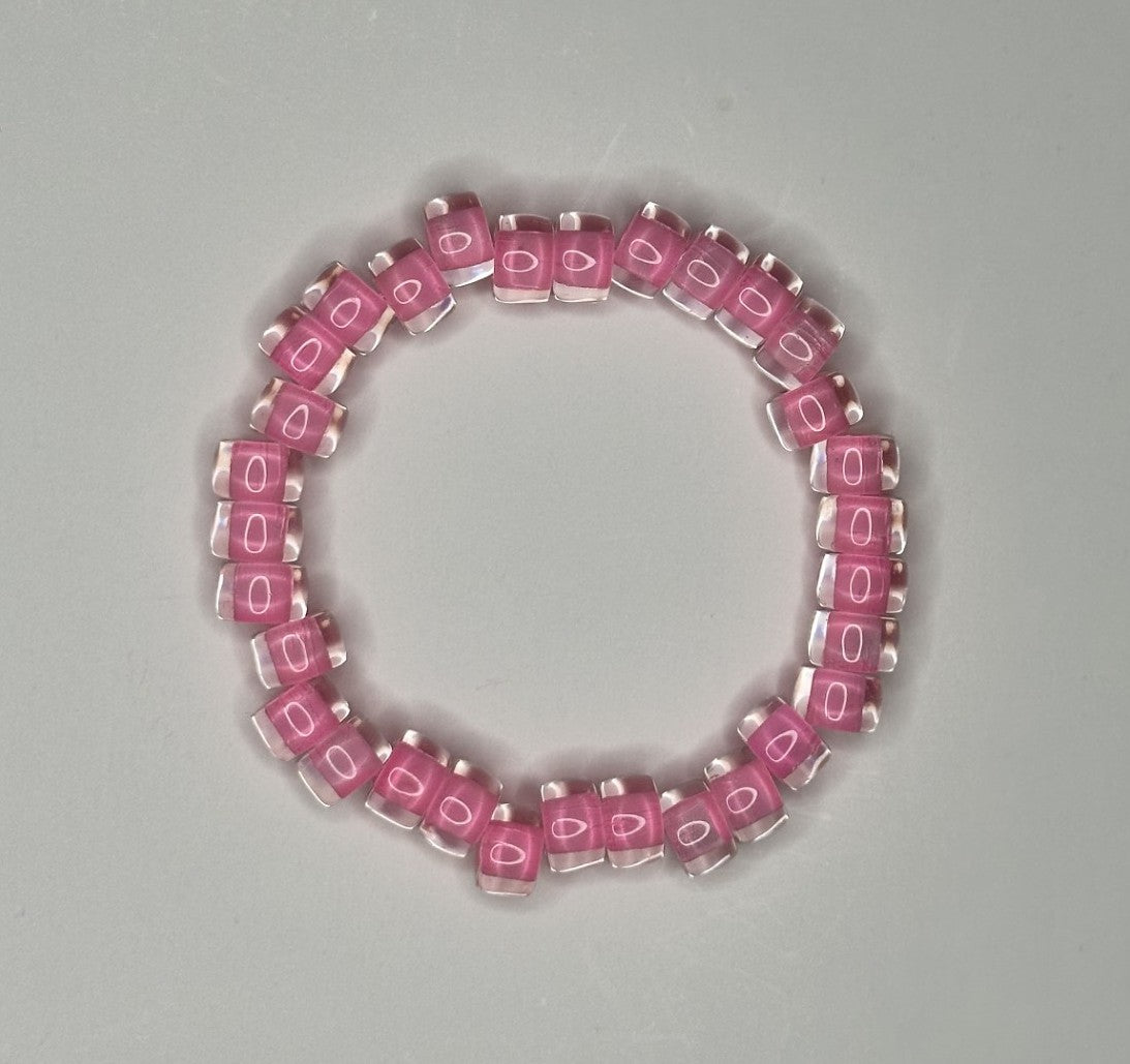 Pink & Clear Glass Beaded Bracelet 💗💖🤍