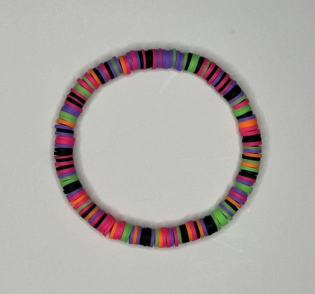 Neon Eclipse Clay Beaded Bracelet 🌈🌒✨