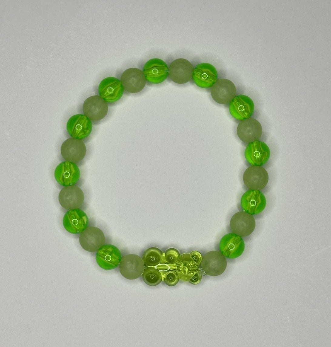 Neon Green Bliss Gummy Bear Beaded Bracelet π§Έπππ