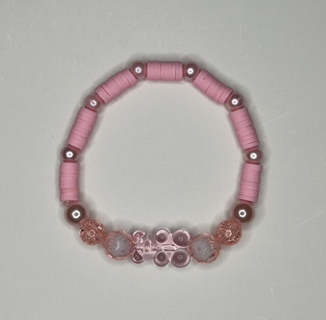 Cotton Candy Pink Bliss Gummy Bear & Clay Beaded Bracelet π§ΈβοΈππ«
