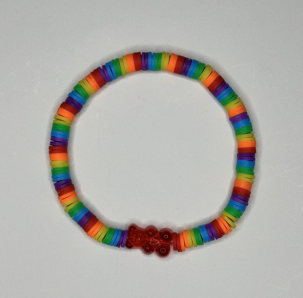 Rainbow Bliss Gummy Bear & Clay Beaded Bracelet π§Έπππ«