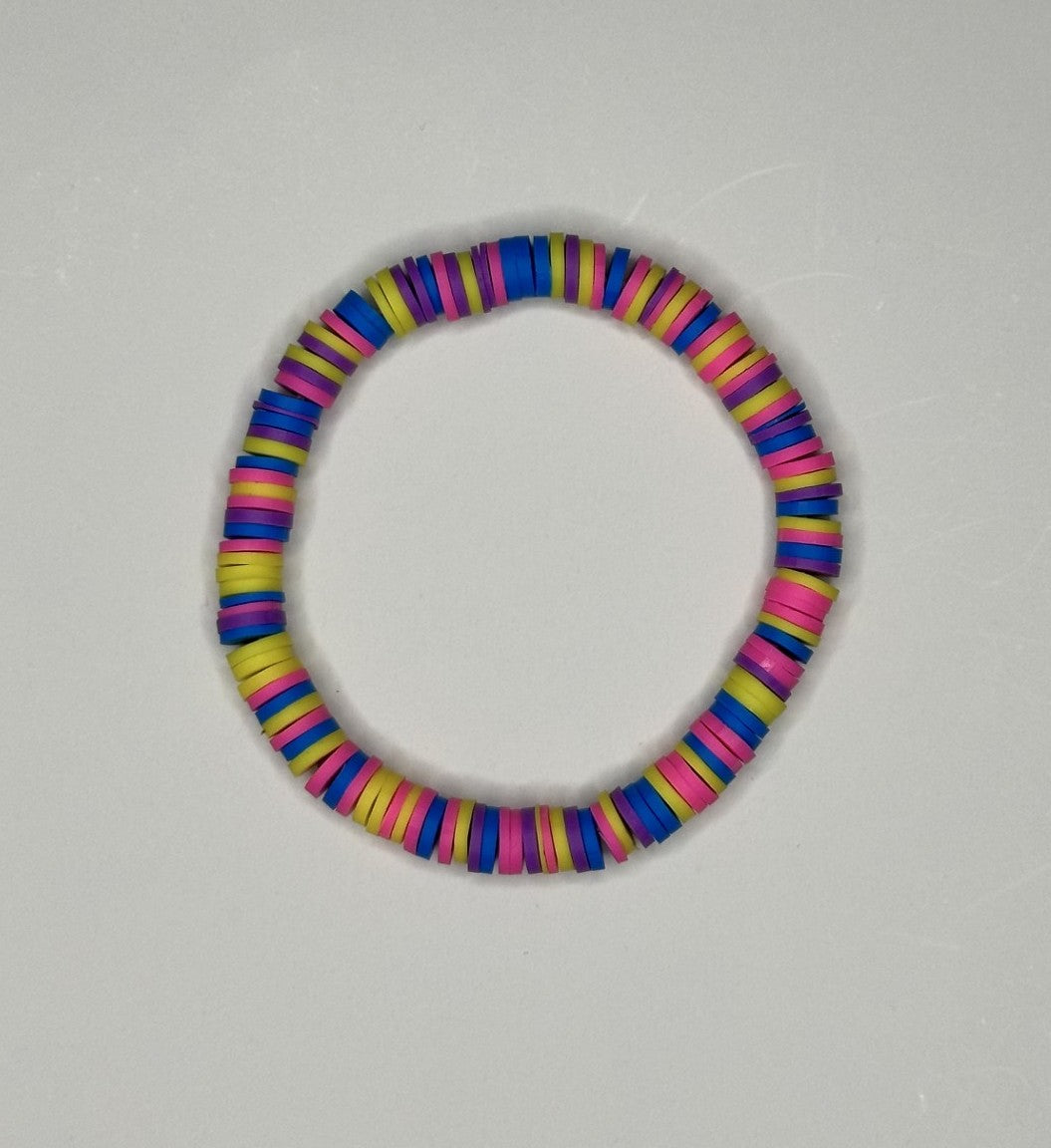 Sunset Bliss Clay Beaded Bracelet 🌅💜💙💛💖