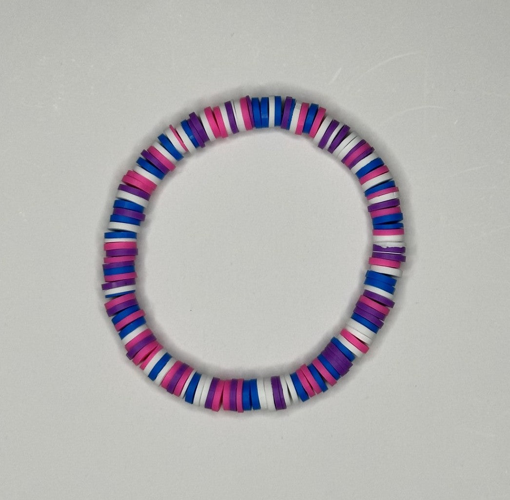 Dreamy Dusk Clay Beaded Bracelet 💜💙💖🤍