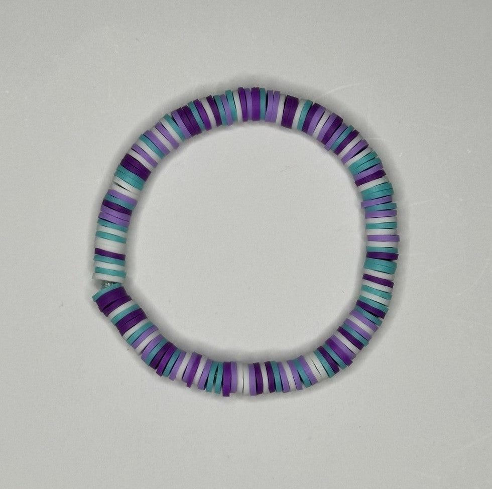 Starlight Waves Clay Beaded Bracelet 💜💙🤍