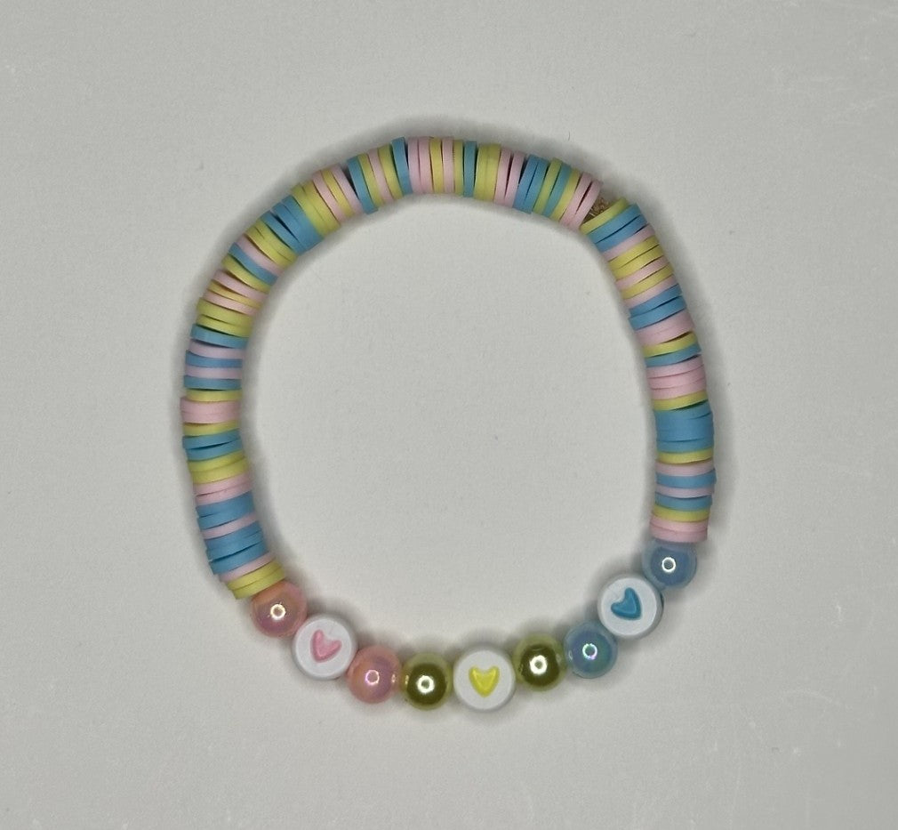 Candy Hearts Clay Beaded Bracelet 🍭💗💛💙