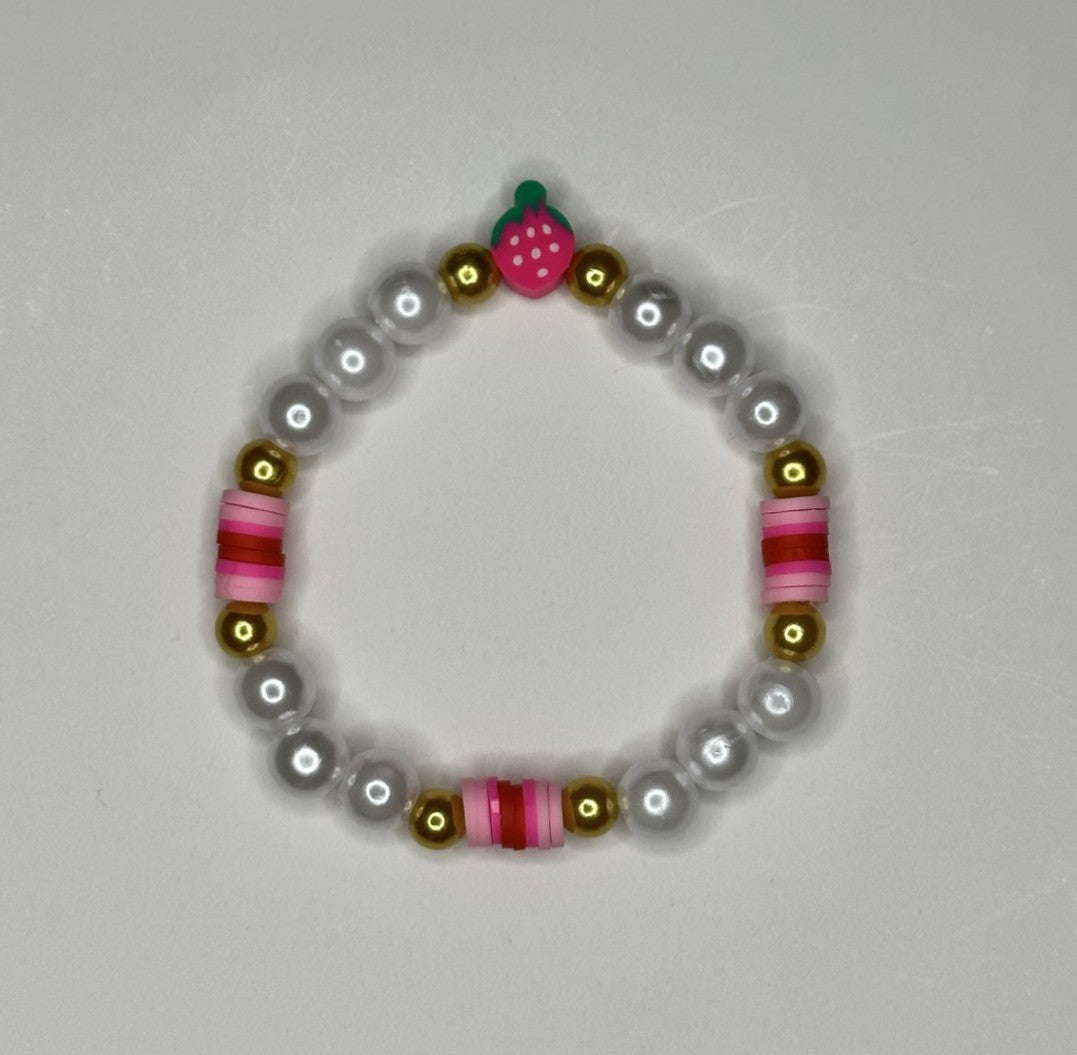 Strawberry Passion Clay & Pearls Beaded Bracelet 🍓❤️🔥✨