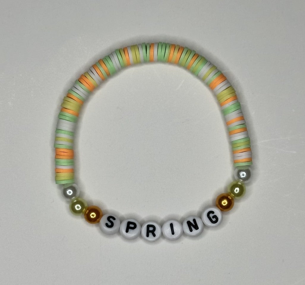 Spring Clay & Pearls Beaded Bracelet 🌿☀️🌻