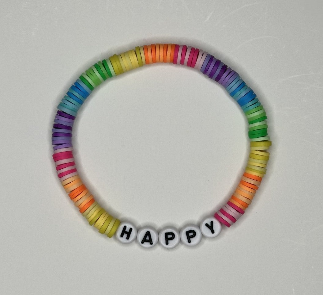 Happy Rainbow Clay Beaded Bracelet 🌈