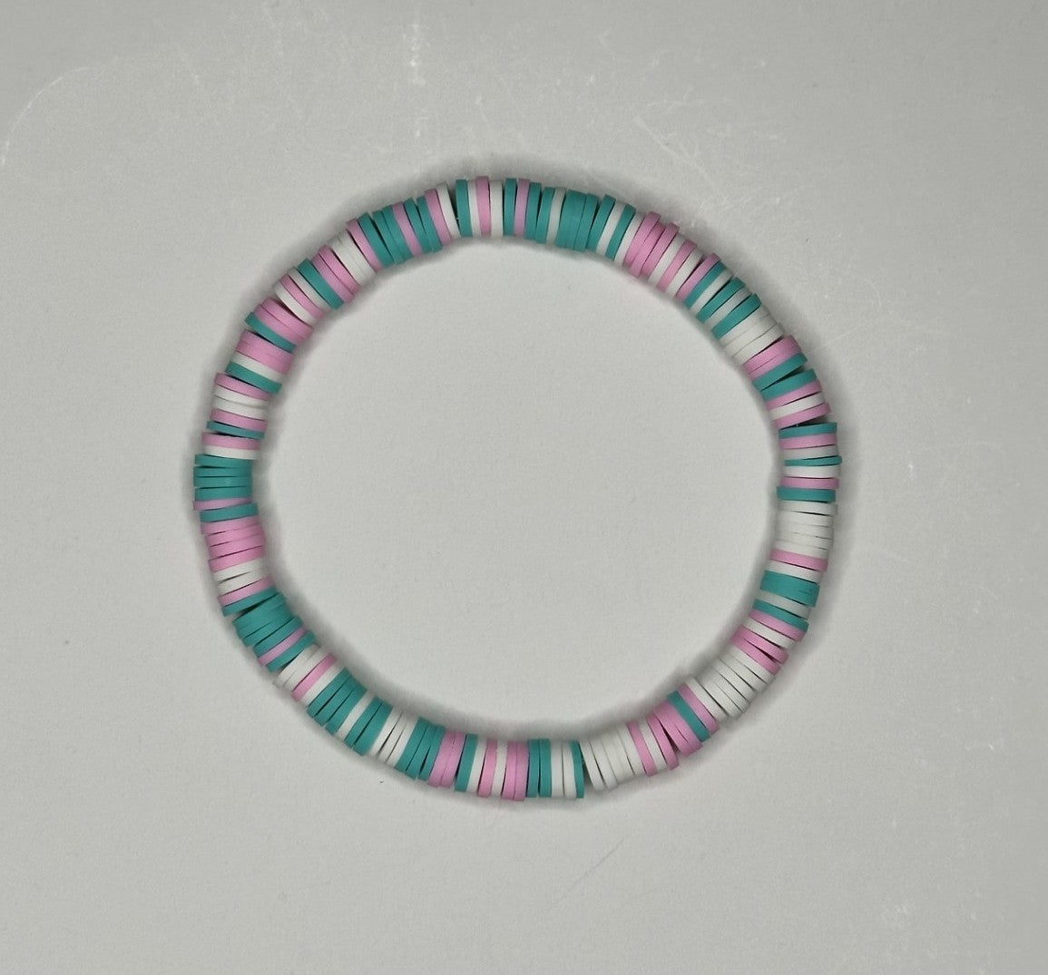 Dream Tide Clay Beaded Bracelet 🌊🩷🤍💚🤍🌊