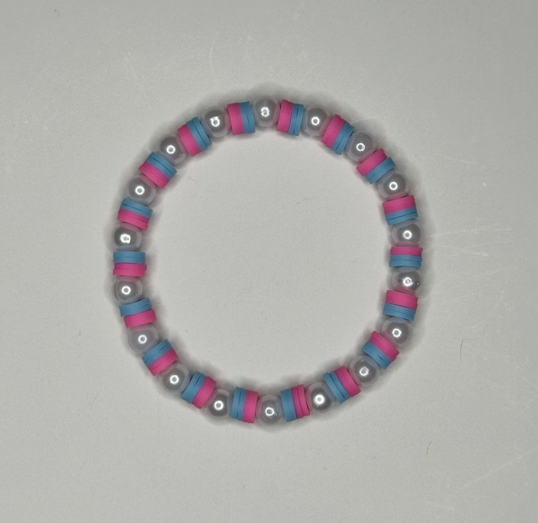 BubbleGum Clay & Pearls Beaded Bracelet 🫧🍬
