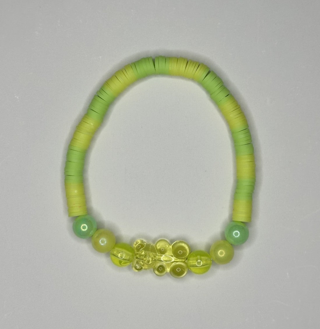 Lemon Yellow Bliss Gummy Bear & Clay Beaded Bracelet 🧸🍋🍭✨