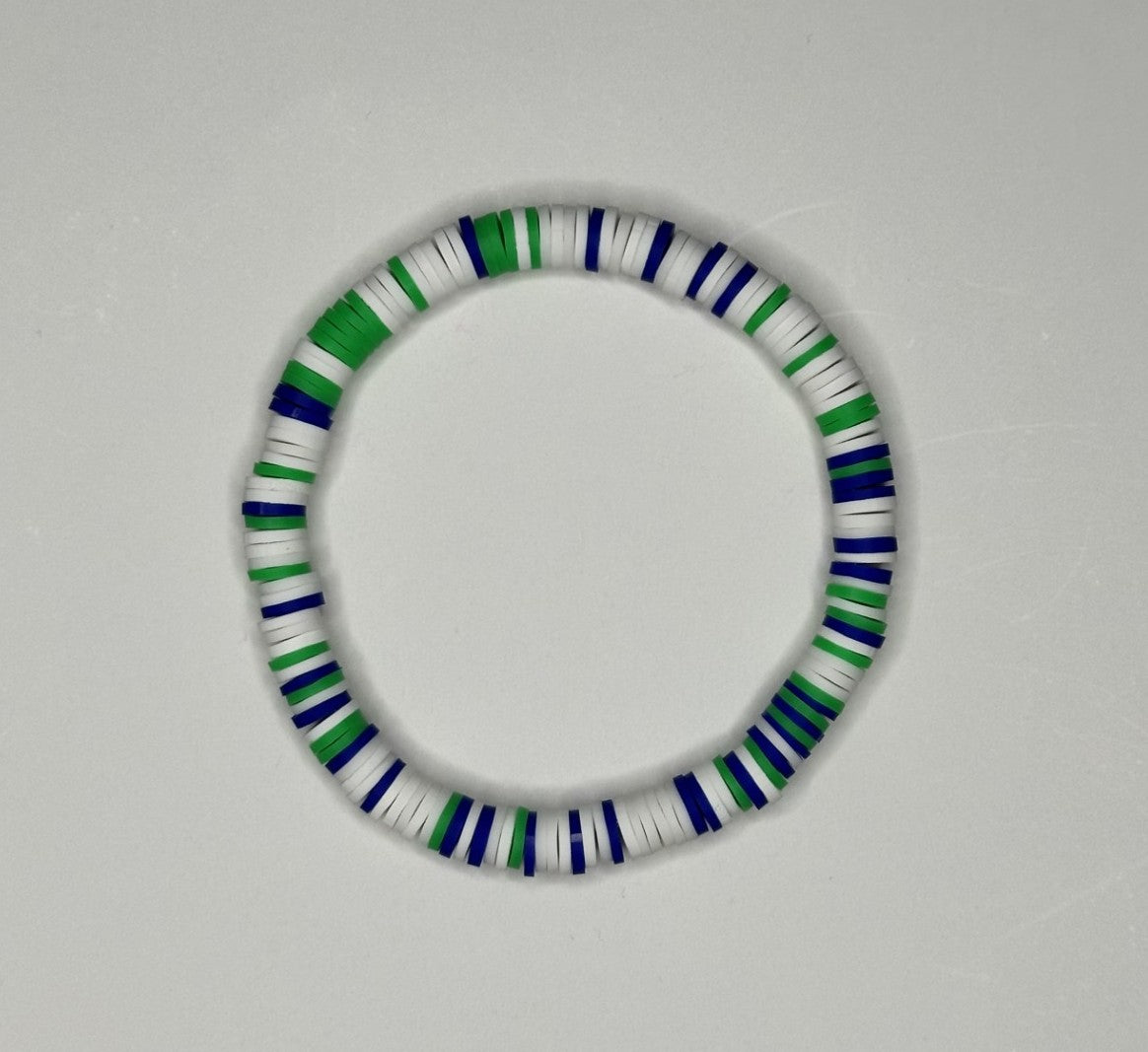 Tropical Breeze Clay Beaded Bracelet 💚💙🤍
