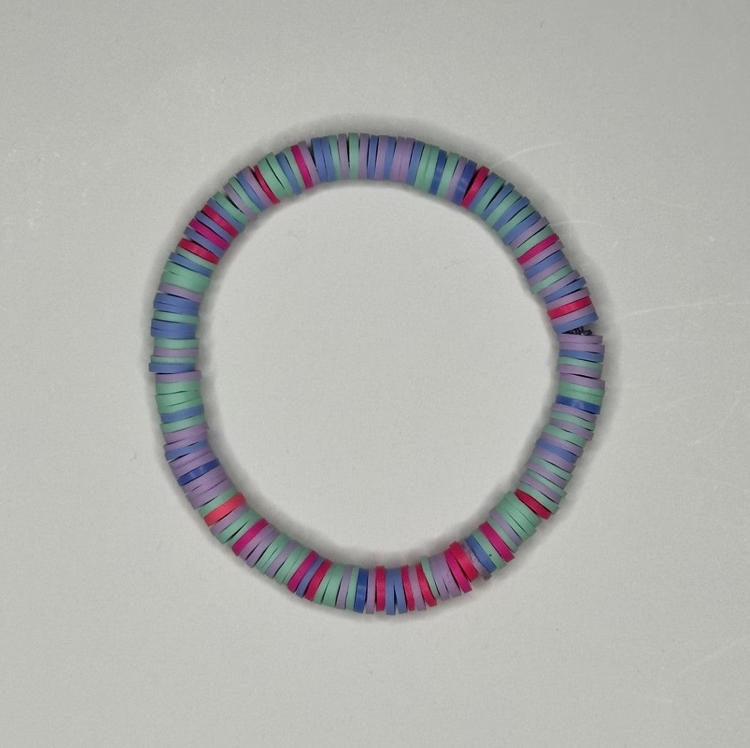 Lavender Garden Clay Beaded Bracelet 💜💖💚💙